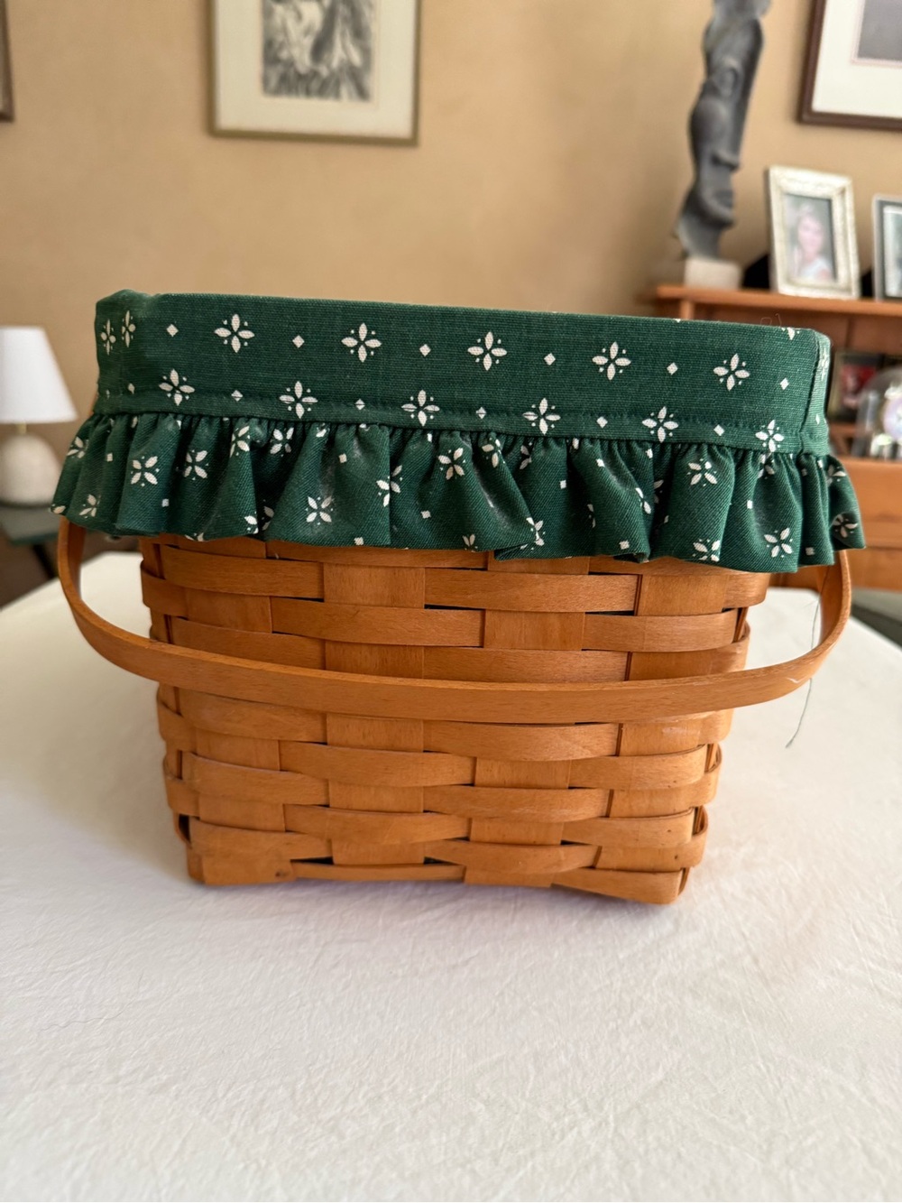 Longaberger Market Basket with Green Fabric Liner - Picture 3 of 5